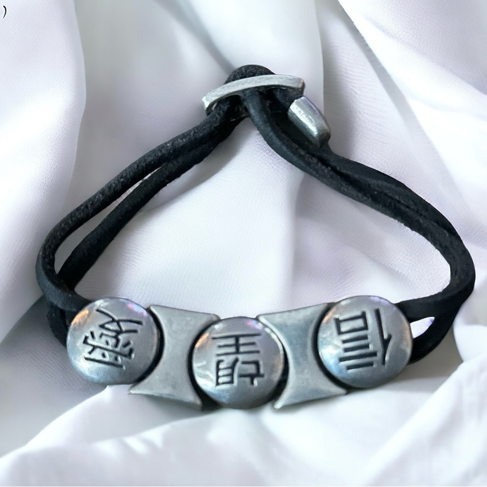 Unisex Chinese Love Hope and Faith leather bracelet